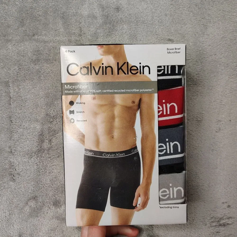 Calvin Klein Polyester Stretch 4-Pack Boxer Brief Mens‎ Size XL Multicolor Soft